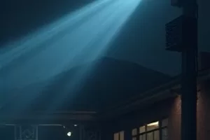 电影《琥珀里的夏天》封面，琥珀色阳光穿过旧窗